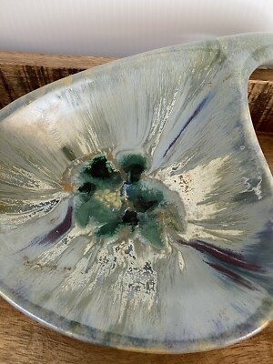 Mcm Art Studio Pottery Mold Ceramic Kidney Shaped Candy Trinket Dish/Wall Decor-image