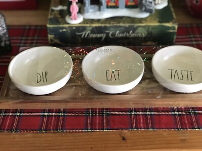 Rae Dunn Hostess Set Dip and Tid Bit Serving Set on Wood Tray NWT-image