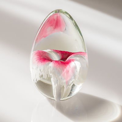 GLASS EYE STUDIO - FLORAL- EGG SHAPED PAPERWEIGHT - 1997-image