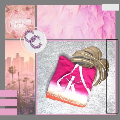 Calvin Klein Cropped Dip Dye Hoodie Size Large Beach Vacation Workout-image