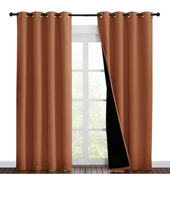 Nicetown 55” W x 86” L Burnt Orange blackout curtains (pair)-image
