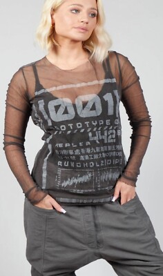 Rundholz DIP Printed Mesh T-Shirt Cedar Silver Gray  Size L NWT-image