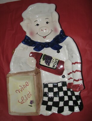 large Chip & Dip Serving Bowl PIG COOK Novelty Ceramic 16