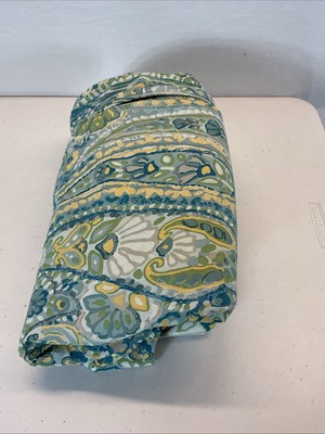 Pottery Barn - Rosalie Paisley F/Q Duvet Cover Blue Yellow Green Floral Rare-image