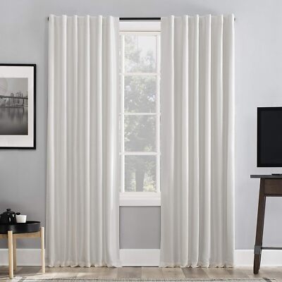 Sun Zero Greyson Faux Dupioni Silk Extreme 100% Blackout Back Tab Curtain Panel,-image