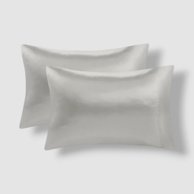 Madison Park Essential Gray Solid Satin Pillowcase 2-Pack Set Size Standard-image