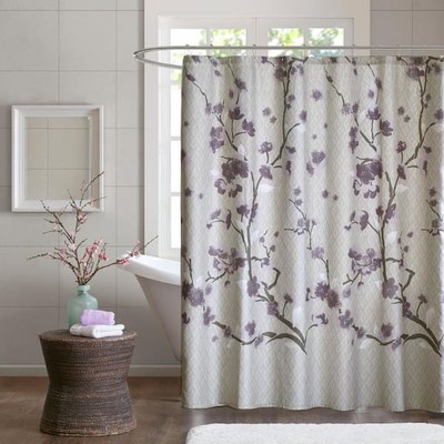 Isabella 72 in. Purple Cotton Shower Curtain-image