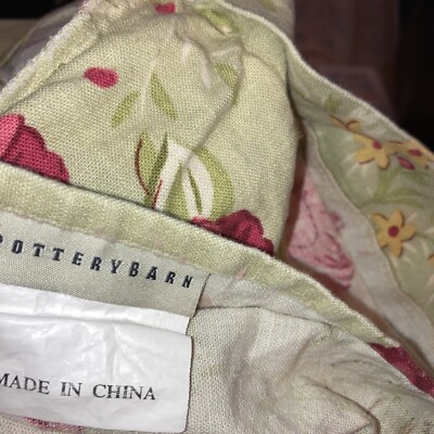 Pottery Barn Full/ Queen Multicolor Floral Linen Blend Duvet Cover-image
