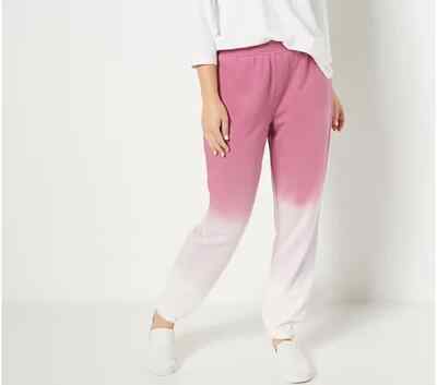 ~ NEW SUSAN GRAVER DIP DYE FRENCH TERRY JOGGER PANTS ROSE XL  X-LARGE-image