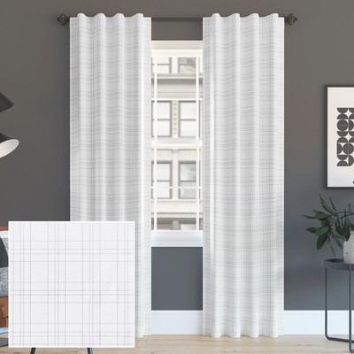 Crestwood Woven Plaid Thermal Total Blackout Back Tab Curtain Panel, 40