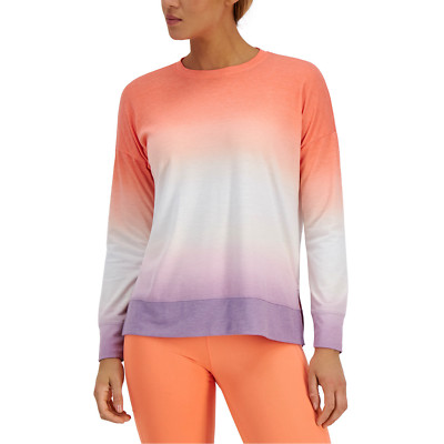 ID Ideology Women Orange Active Long Sleeve Workout Top T-Shirt Size M | L | 2XL-image