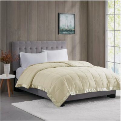 Moisture Proof Lightweight Down Alternative Silky Smooth Blanket Satin Trim King-image