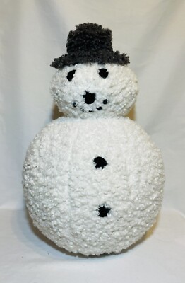 POTTERY BARN ARCHIE THE SNOWMAN Teddy Faux Fur Pillow w/ Tags Christmas 9”x 14