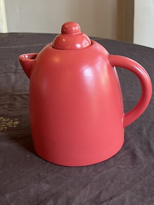 Dome Shaped Porcelain  Tea Pot In Soft Red Glaze by MSRF Inc Design Studio-image