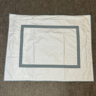 Pottery Barn Morgan Standard Sham Pillowcase Cover White Stone Blue Trim-image