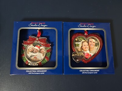 Lot Of 2 Regent Square Studio Design Christmas Ornament Portrait 2021 Crystal-image