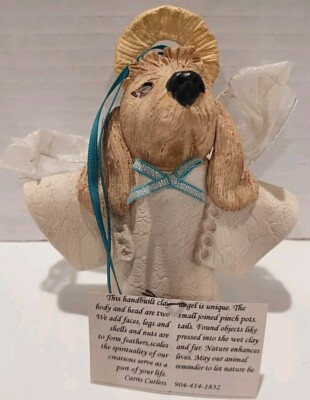 Nature's Angel Studio Pottery Christmas Bell Ornament Dog Halo-image