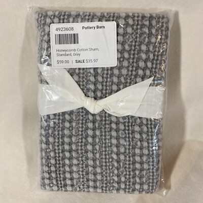 Pottery Barn Honeycomb Cotton Pillow Sham Standard ~ Gray (1 Sham)-image