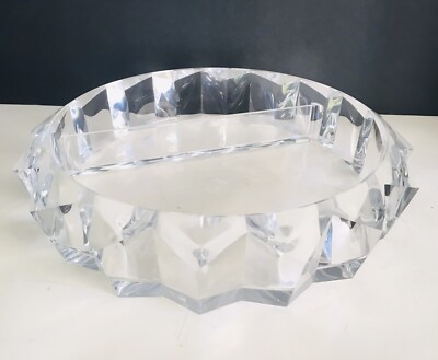 Vintage Grainware Carlisle Clear Lucite Sawtooth Divided Large Chip & Dip 11.5