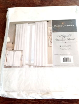 2 Madison Park Flippable  White Curtains Solid Fabric Window Curtains 50X63  NWT-image