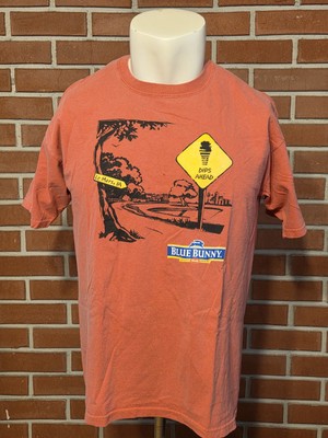 Le Mars, IOWA Blue Bunny Dips Ahead Short Sleeve Vintage Mens Large EUC-image