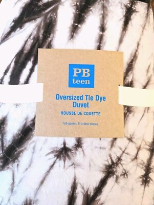 Pottery Barn TIE DYE Duvet Cover Oversized FULL/QUEEN Neutral White PB Teen HTF-image