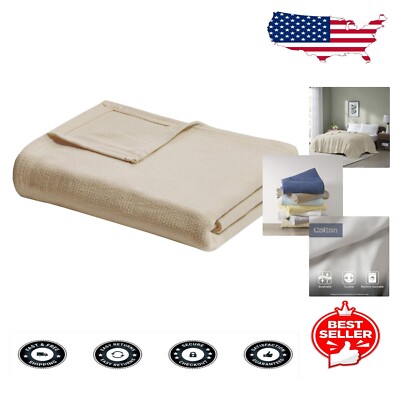 Luxury 100% Cotton Basketweave Blanket 108x90