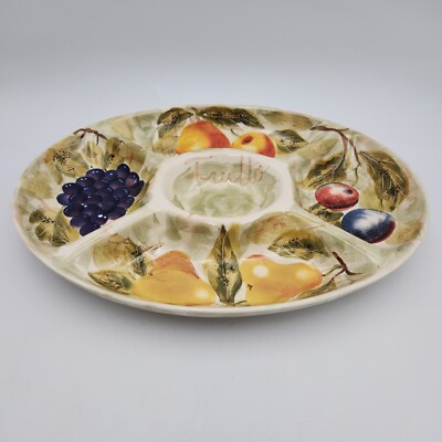Tabletops Lifestyles Mixed Fruits Large 5 Section Oval Dip Serving Platter-image