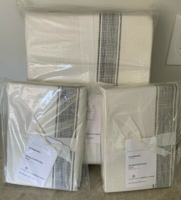 Pottery Barn Windowpane Cotton KING duvet cover 2 STANDARD shams-image