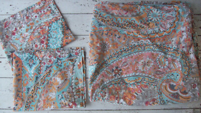 Pottery Barn F/Q Paloma Paisley Duvet Cover+2 Standard Shams~Organic Cotton-image