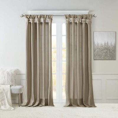 Madison Park Pewter Solid Twist Tab Room Darkening Curtain Silver-image