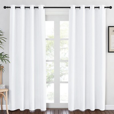 White Room Darkening Bedroom Curtain 84 Inches Length - (50% Blackout) Grommet R-image