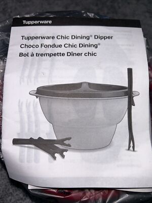 NEW TUPPERWARE chic dining dipper bowl with red forks & seal fondue cheese-image