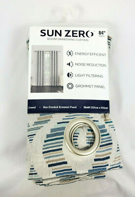 Sun Zero Lionel Indigo Blue Room Darkening Crushed Grommet Curtain Panel, 50x84