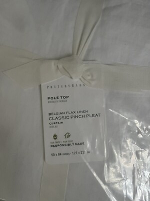Pottery Barn Belgium Flax Linen Classic Lunch Pleat 1 Panel New-image