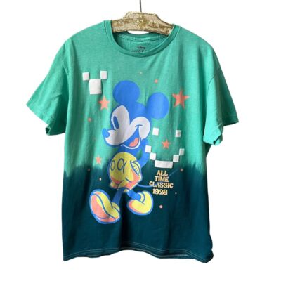Mickey Mouse T-shirt Women's Size L Large New NWT Green Dip Dye Disney World Tee-image