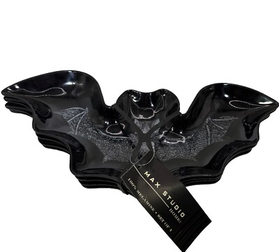 Melamine Halloween Bat Shaped Dish, Max Studio Home, Set of 4 - Brand New-image