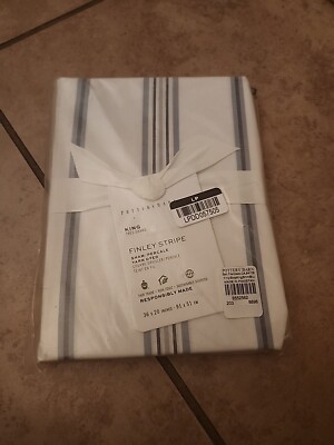 NEW Pottery Barn Finley Striped KING sham Nautical Coastal -image
