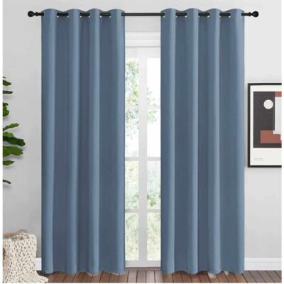 Stone Blue Darkening Curtain Panels  Insulated Blackout 86 x 55 wide 2 Pieces-image
