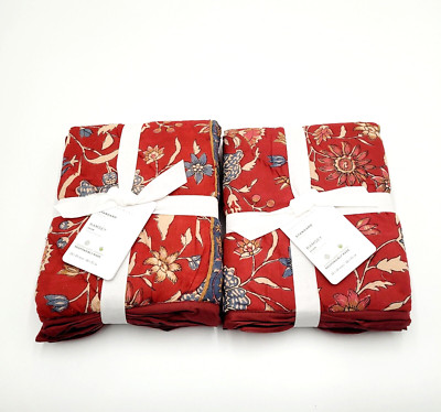 Pottery Barn Ramsey Quilted Standard Shams Red Multi Set of 2 NEW-image