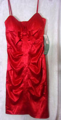 Beata Studio Los Angeles RED Ruched Spaghetti Strap Juniors Dress 7-image