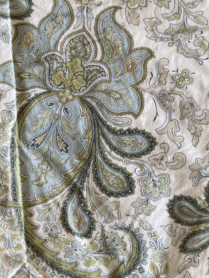 4 Pc POTTERY BARN FULL/QUEEN DUVET COVER & 2 EURO SHAMS, blue, sage, & Bedskirt-image