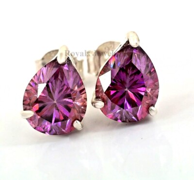 2.80Ct Certified Pear Shape Studs Diamond White Gold Finish Great Shine & Luster-image