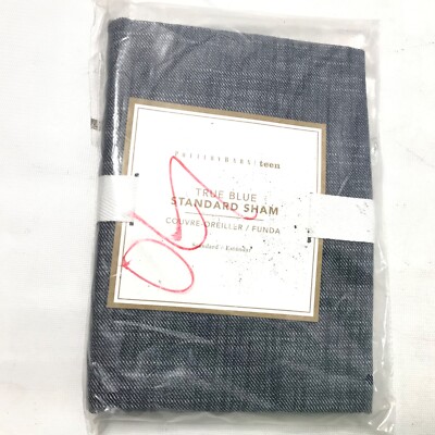 Pottery Barn Teen True Blue Standard Sham Blue NWT  100% Cotton Denim Look-image