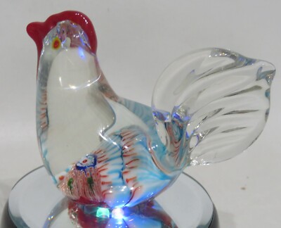 Murano Style Chicken / Hen Shaped Art Glass Studio Paperweight-image
