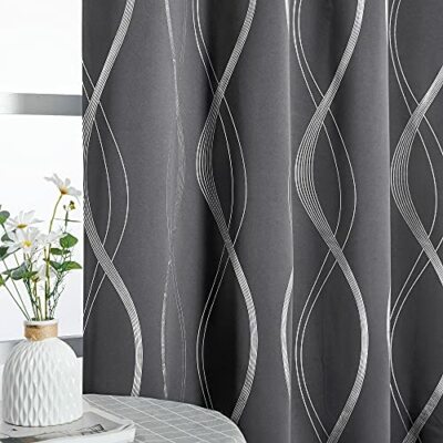 Grey Blackout Curtains Panels For Bedroom Microfiber Noise Reducing Thermal Insu-image