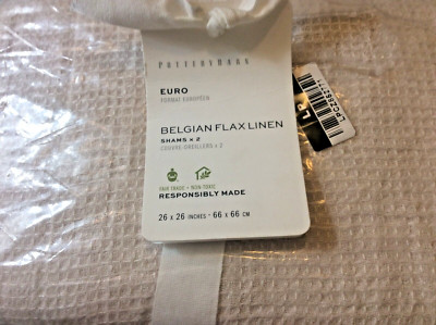 Pottery Barn Two (2) European Linen Waffle Weave Euro Shams Rosewater Pink NWT-image