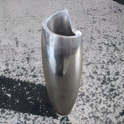NAMBE 1998 Studio Heavy Silver Aluminum Metal Spiral Vase #6192 Retired Art Deco-image