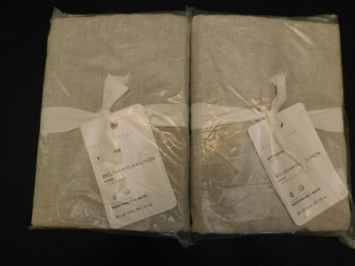 NEW Pottery Barn Belgian Flax Linen Standard Shams S/2 FLAX-image