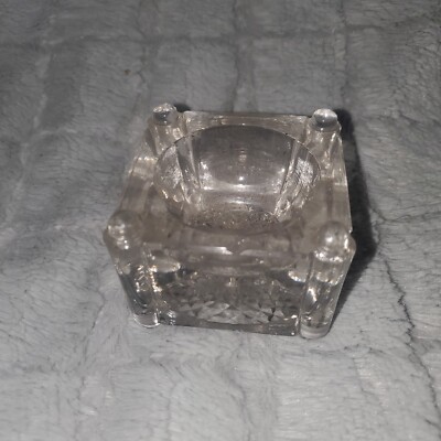 Large Vintage Glass Salt Dip Thick Clear-image